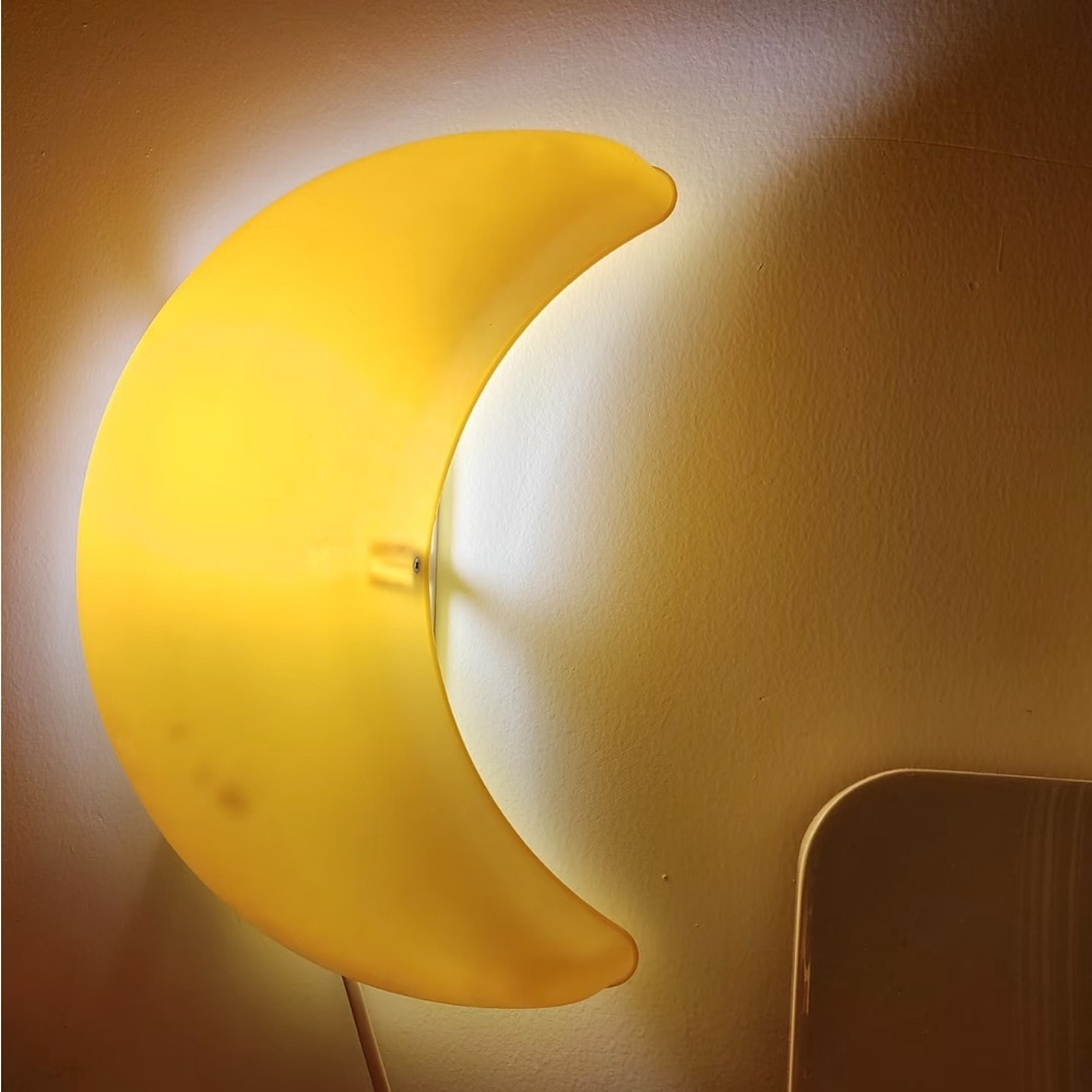 Ikea Smila Mane Yellow Moon Wall Lamp Night Light plastic w/switch